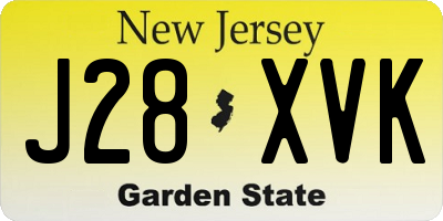 NJ license plate J28XVK