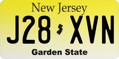 NJ license plate J28XVN