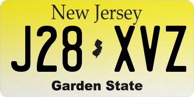 NJ license plate J28XVZ