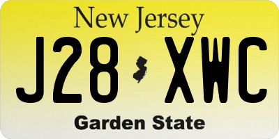 NJ license plate J28XWC