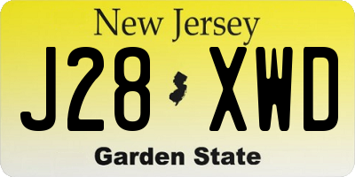 NJ license plate J28XWD