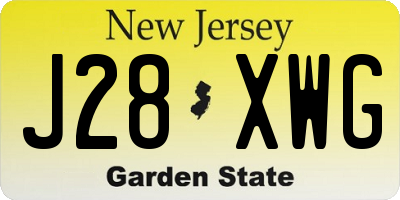 NJ license plate J28XWG