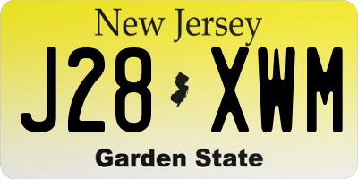 NJ license plate J28XWM