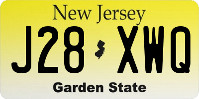 NJ license plate J28XWQ