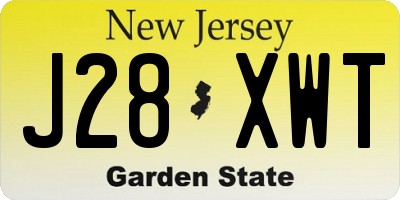 NJ license plate J28XWT
