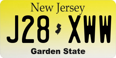 NJ license plate J28XWW