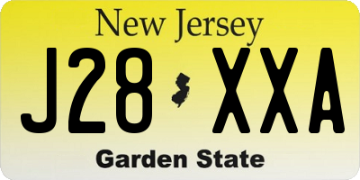 NJ license plate J28XXA