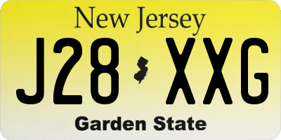 NJ license plate J28XXG