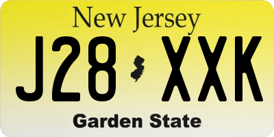 NJ license plate J28XXK