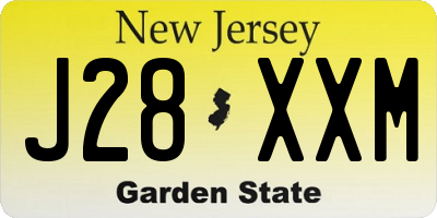 NJ license plate J28XXM