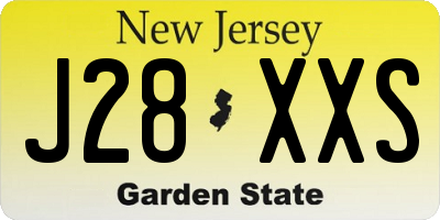 NJ license plate J28XXS
