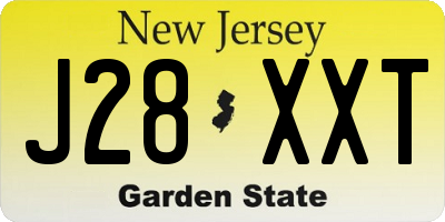 NJ license plate J28XXT