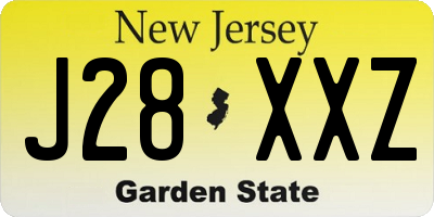 NJ license plate J28XXZ