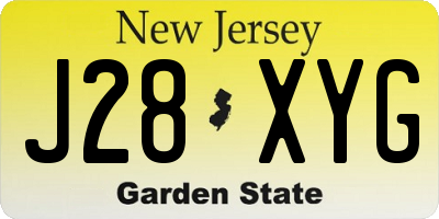 NJ license plate J28XYG