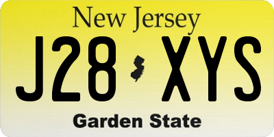 NJ license plate J28XYS