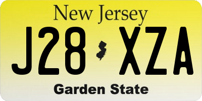 NJ license plate J28XZA