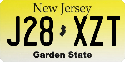 NJ license plate J28XZT