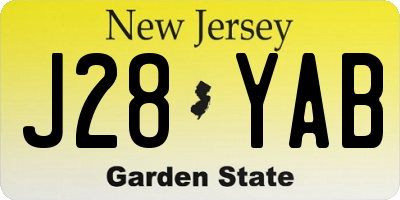 NJ license plate J28YAB