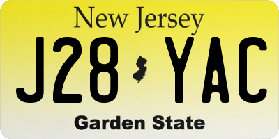 NJ license plate J28YAC