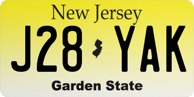 NJ license plate J28YAK