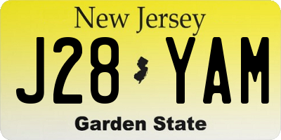 NJ license plate J28YAM