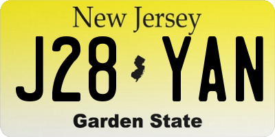 NJ license plate J28YAN