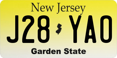 NJ license plate J28YAO