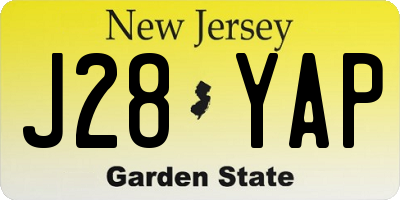 NJ license plate J28YAP