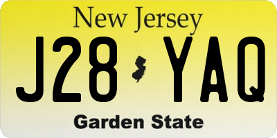 NJ license plate J28YAQ