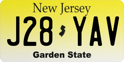 NJ license plate J28YAV