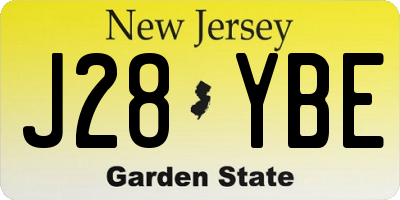 NJ license plate J28YBE