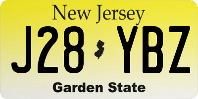 NJ license plate J28YBZ