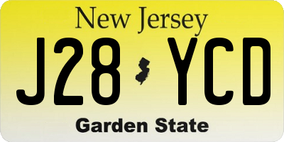 NJ license plate J28YCD