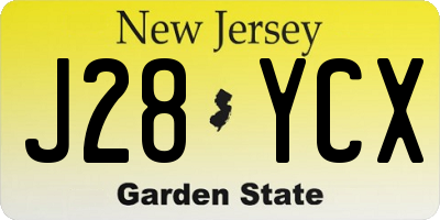 NJ license plate J28YCX
