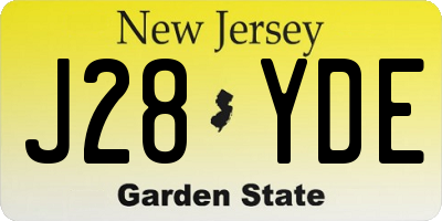 NJ license plate J28YDE