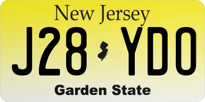 NJ license plate J28YDO