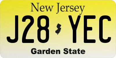 NJ license plate J28YEC