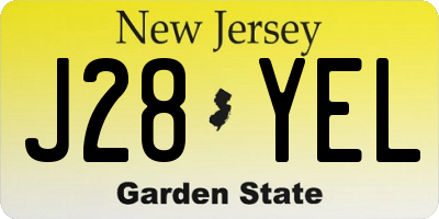 NJ license plate J28YEL