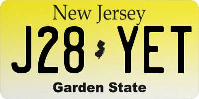 NJ license plate J28YET