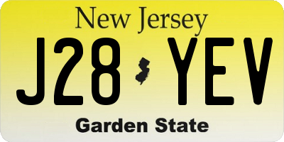 NJ license plate J28YEV