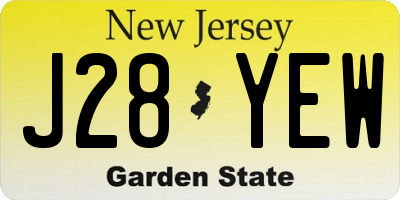 NJ license plate J28YEW