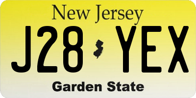 NJ license plate J28YEX