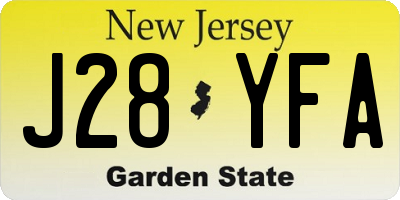 NJ license plate J28YFA