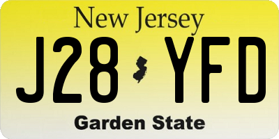 NJ license plate J28YFD