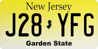 NJ license plate J28YFG