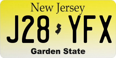 NJ license plate J28YFX