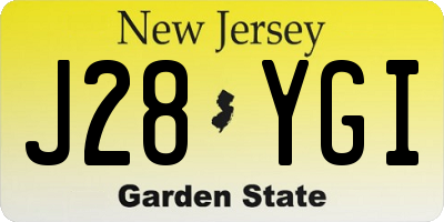NJ license plate J28YGI