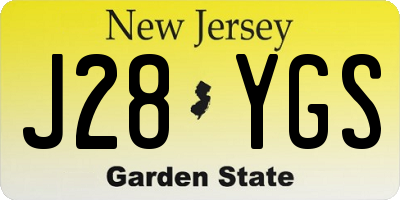 NJ license plate J28YGS