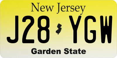 NJ license plate J28YGW