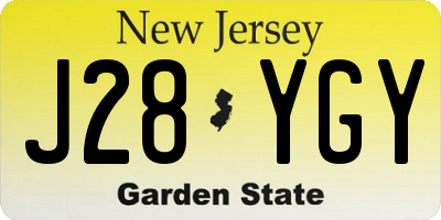 NJ license plate J28YGY